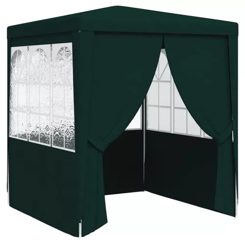 Zöld rendezvénysátor oldalfalakkal 2,5 x 2,5 m 90 g/m²