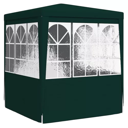 Zöld rendezvénysátor oldalfalakkal 2,5 x 2,5 m 90 g/m²