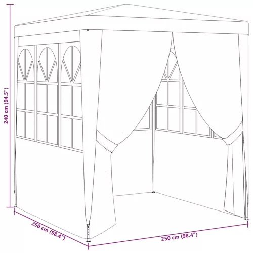 Zöld rendezvénysátor oldalfalakkal 2,5 x 2,5 m 90 g/m²