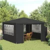 Antracitszürke rendezvénysátor oldalfalakkal 4 x 4 m 90 g/m²