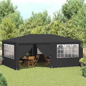   Antracitszürke rendezvénysátor oldalfalakkal 4 x 6 m 90 g/m²