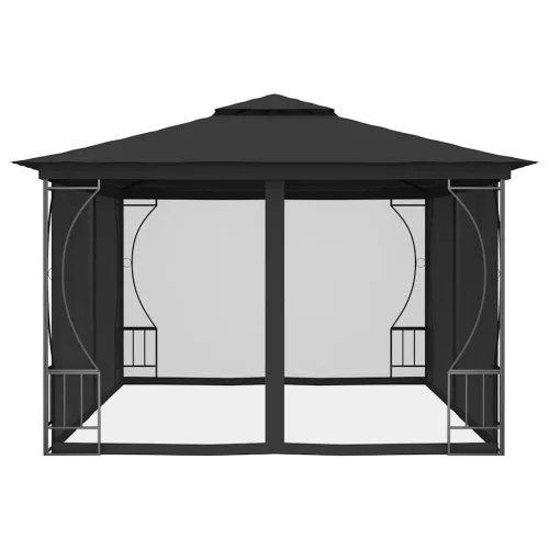 Antracitszürke pavilon hálóval 300 x 400 x 265 cm