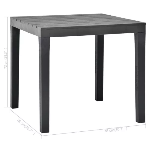 Antracitszürke műanyag kerti asztal 78 x 78 x 72 cm