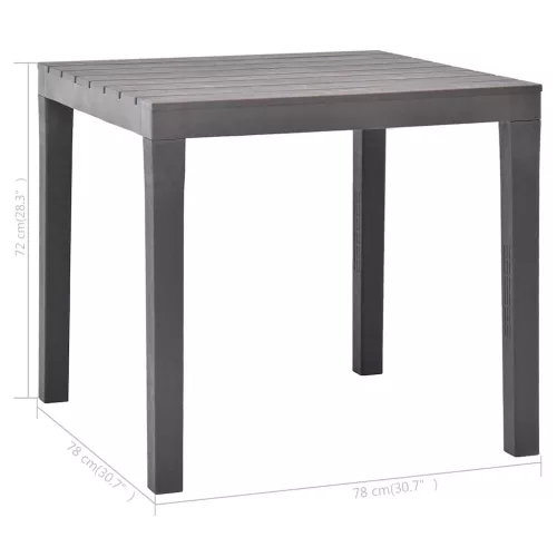 Kávészínű műanyag kerti asztal 78 x 78 x 72 cm