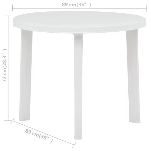 Fehér műanyag kerti asztal 89 cm