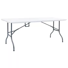 Fehér HDPE összecsukható kerti asztal 180 x 72 x 72 cm