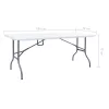 Fehér HDPE összecsukható kerti asztal 180 x 72 x 72 cm