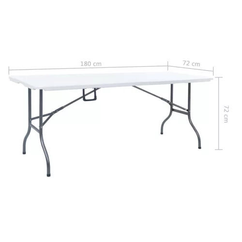 Fehér HDPE összecsukható kerti asztal 180 x 72 x 72 cm