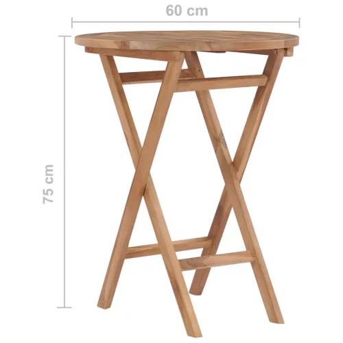 Összecsukható tömör tíkfa kerti asztal 60 cm