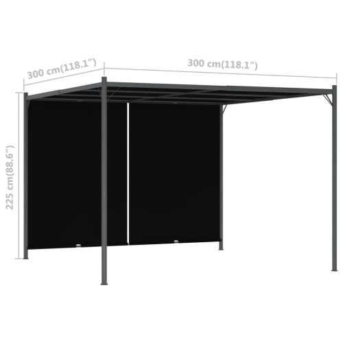 Antracitszürke kerti pavilon behúzható tetővel 3 x 3 m