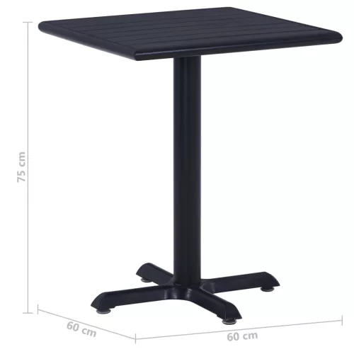 Fekete kerti asztal 60 x 60 x 75 cm