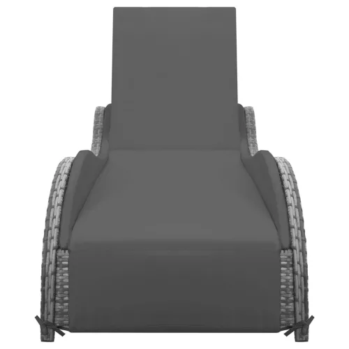 Antracitszürke polyrattan napozóágy párnával