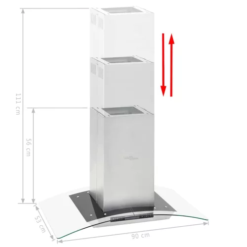 Érintős sziget páraelszívó LCD-kijelzővel 90 cm 756 m³/óra LED