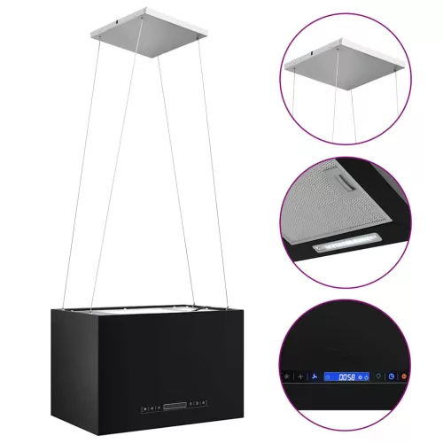 Porszórt acél LCD érintőképernyős sziget páraelszívó 55 cm