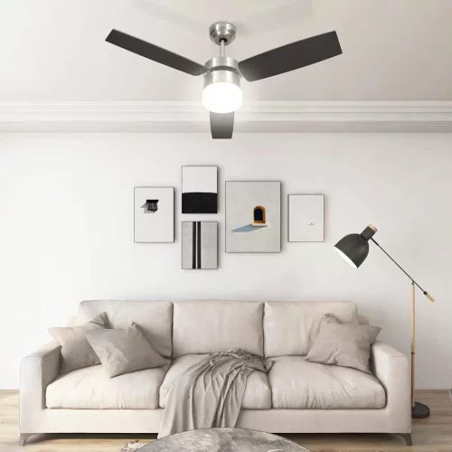 Sötétbarna mennyezeti ventilátor lámpával/távirányítóval 108 cm