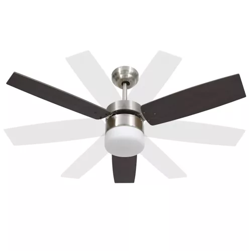 Sötétbarna mennyezeti ventilátor lámpával/távirányítóval 108 cm