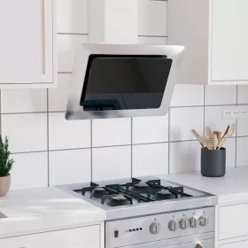   Ezüst rozsdamentes acél és edzett üveg fali páraelszívó 60 cm
