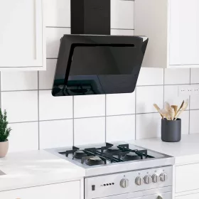   Fekete rozsdamentes acél és edzett üveg fali páraelszívó 60 cm