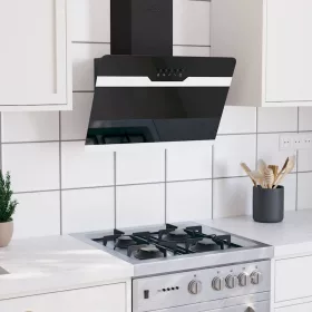 Fekete acél és edzett üveg fali páraelszívó 60 cm