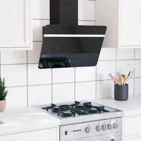 Fekete acél és edzett üveg fali páraelszívó 60 cm