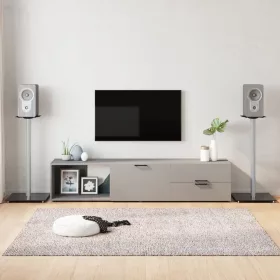   2 db 1 oszlopos fekete-ezüst edzett üveg hangszóró állvány