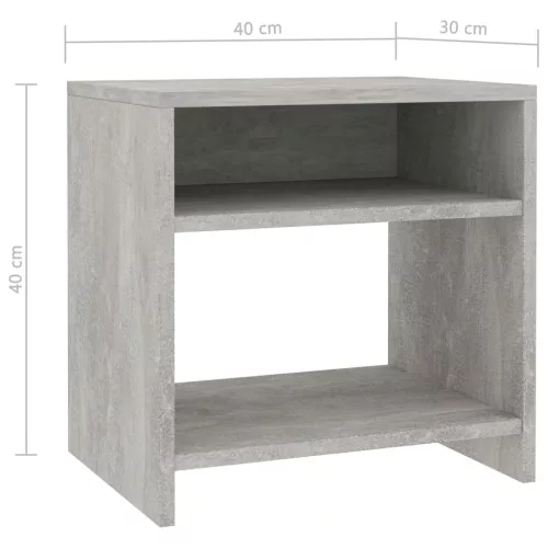 2 db betonszürke szerelt fa éjjeliszekrény 40 x 30 x 40 cm