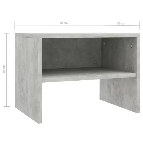 2 db betonszürke szerelt fa éjjeliszekrény 40 x 30 x 30 cm