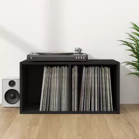 Fekete szerelt fa lemeztároló doboz 71 x 34 x 36 cm