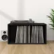 Fekete szerelt fa lemeztároló doboz 71 x 34 x 36 cm
