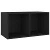 Fekete szerelt fa lemeztároló doboz 71 x 34 x 36 cm