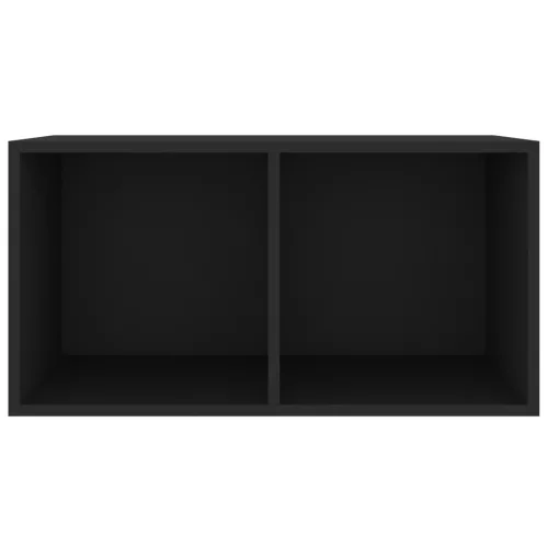 Fekete szerelt fa lemeztároló doboz 71 x 34 x 36 cm
