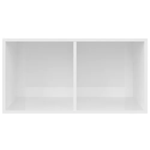Magasfényű fehér szerelt fa lemeztároló doboz 71 x 34 x 36 cm