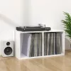 Magasfényű fehér szerelt fa lemeztároló doboz 71 x 34 x 36 cm