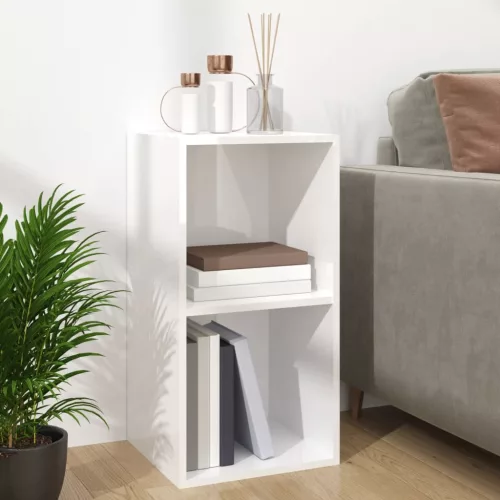 Magasfényű fehér szerelt fa lemeztároló doboz 71 x 34 x 36 cm