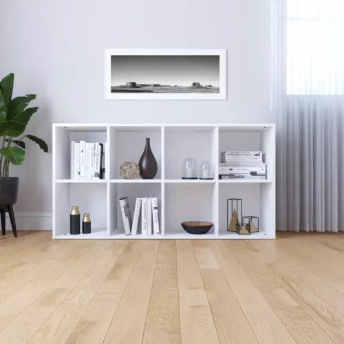 Fehér szerelt fa könyv-/tálalószekrény 66 x 30 x 130 cm