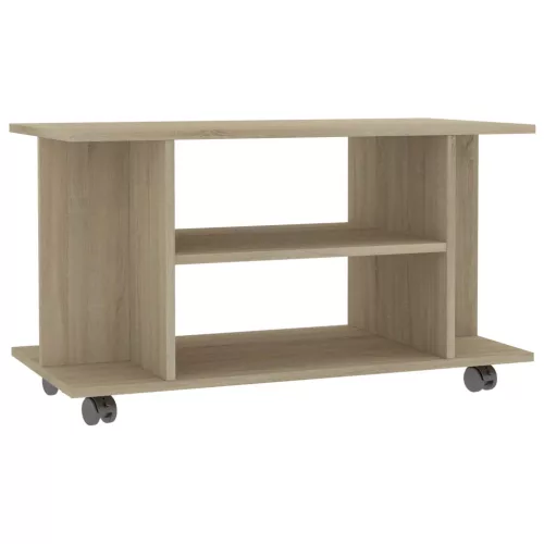 Sonoma tölgy színű szerelt fa TV-szekrény görgőkkel 80x40x45 cm