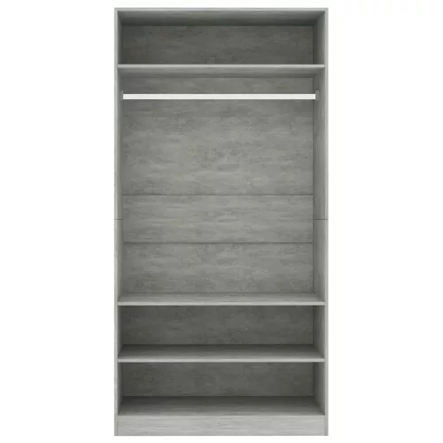 Betonszürke szerelt fa ruhásszekrény 100 x 50 x 200 cm