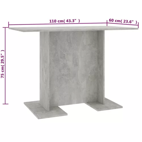 Betonszürke szerelt fa étkezőasztal 110 x 60 x 75 cm