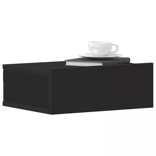 2 db fekete szerelt fa függő éjjeliszekrény 40 x 30 x 15 cm