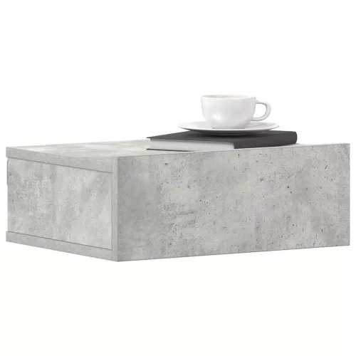 Betonszürke szerelt fa függő éjjeliszekrény 40 x 30 x 15 cm