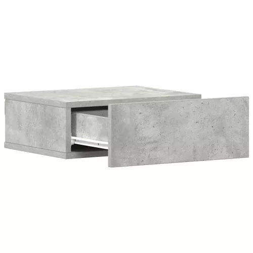 Betonszürke szerelt fa függő éjjeliszekrény 40 x 30 x 15 cm