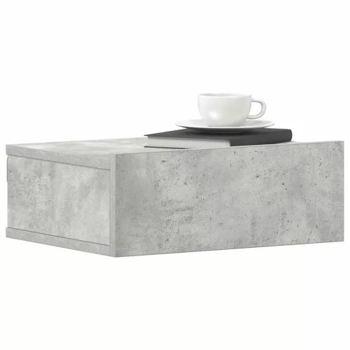 2 db betonszürke szerelt fa függő éjjeliszekrény 40x30x15 cm