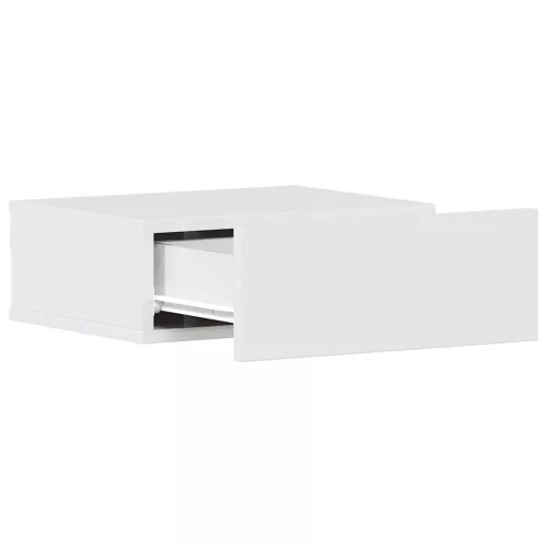 2 db magasfényű fehér szerelt fa függő éjjeliszekrény 40x30x15