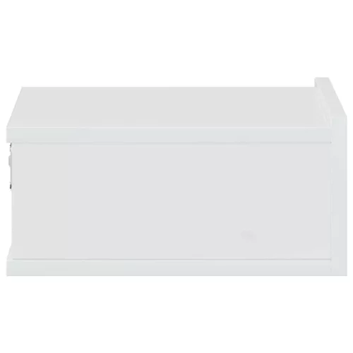 2 db magasfényű fehér szerelt fa függő éjjeliszekrény 40x30x15