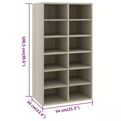 Sonoma tölgy színű szerelt fa cipőtartó 54 x 34 x 100,5 cm