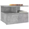 2 db betonszürke szerelt fa lebegő éjjeliszekrény 40x31x27 cm
