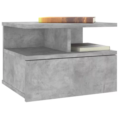 2 db betonszürke szerelt fa lebegő éjjeliszekrény 40x31x27 cm