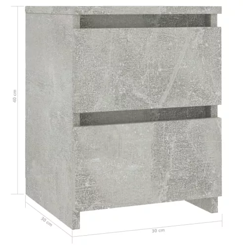 2 db betonszürke szerelt fa éjjeliszekrény 30 x 30 x 40 cm