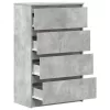Betonszürke szerelt fa tálalószekrény 60 x 35 x 98,5 cm