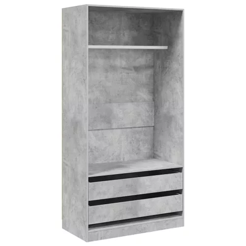 Betonszürke szerelt fa ruhásszekrény 100 x 50 x 200 cm